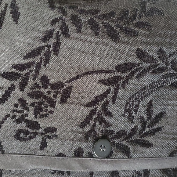 COLDWATER CREEK Black Purple Silver Velvet Jacquard Blazer Jacket Reversible - Picture 13 of 14